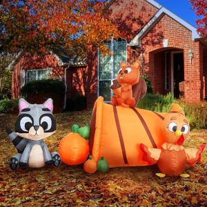 imageJoiedomi 7 FT Long Inflatable Woodland Animals with Cornucopia with Buildin LEDs Blow Up Inflatables for Thanksgiving Party Indoor Outdoor Yard Garden Lawn Fall Decorations