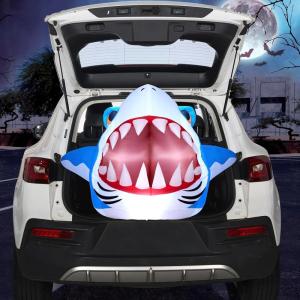 imageJoiedomi Animated Halloween Inflatable Outdoor Decorations Trunk or Treat Car Decorations Blow Ups Animated Dinosaur with LEDs for Halloween Yard DecorationShark