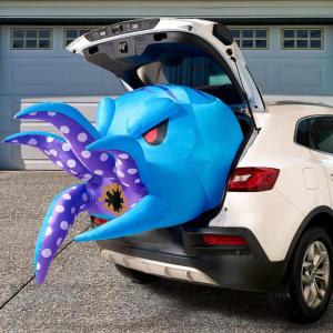 imageJoiedomi Animated Halloween Inflatable Outdoor Decorations Trunk or Treat Car Decorations Blow Ups Animated Dinosaur with LEDs for Halloween Yard DecorationOctopus