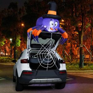 imageJoiedomi Halloween Inflatable Outdoor Decor Halloween Blow Ups for Yard Decorations Trunk or Treat Car Decorations Inflatable Spider with Spider Web for Car Decor
