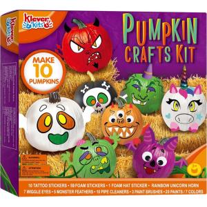 imageKlever Kits Halloween Arts and Craft Pumpkin Painting Kit Party Favors for Kids Halloween Pumpkin Decorating for Party Supplies DIY Coloring Activities School Games