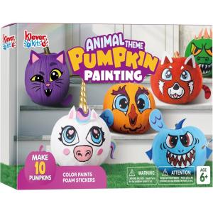 imageKlever Kits Halloween Pumpkin Decorating Kit with 10 Animal Designs Halloween Party Supplies DIY Arts Crafts Classroom Activities Party Favors for Kids