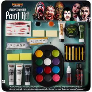 imageSpooktacular Creations 26 Pcs Halloween Family Makeup Kit Zombie Makeup Face Paint with Zombie Fake Blood Costume Easy On ampamp Easy Off Character Set for Halloween Party Supplies
