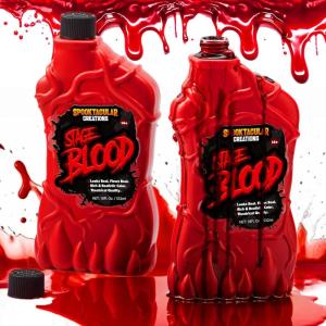 imageSpooktacular Creations Fake Blood 2 Packs 18 oz Vampire Blood Gallon Stage Blood for Halloween Costumes Zombie Makeup Washable Fake Blood for Clothes Body Paint ampamp Dress Up Halloween Prop Blood