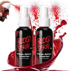 imageSpooktacular Creations Fake Blood Spray 2 Packs of 2 oz Blood Spray Washable Fake Blood for Clothes Vampire Blood Stage blood for Halloween Costume Zombie Makeup ampamp Dress Up