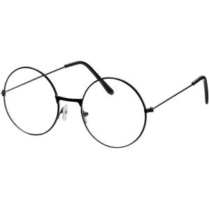 imageSpooktacular Creations Halloween Black Wizard Glasses Old Men Round Wire Costume Glasses Accessory for Men Women Halloween Dress Up Halloween Costume PropBlack