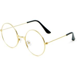 imageSpooktacular Creations Halloween Black Wizard Glasses Old Men Round Wire Costume Glasses Accessory for Men Women Halloween Dress Up Halloween Costume PropGold