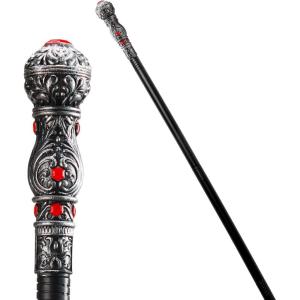 imageSpooktacular Creations Halloween Costume Walking Cane Silver Elegant Vintage Staff Prop Stick for Halloween Pretend Play Cane Costume Accessories Vampire Dress Up Parties for Adults and Kids