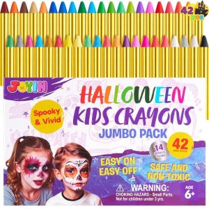 imageSpooktacular Creations Halloween Face Paint Crayon Set 42 Pcs Halloween Costume Body Paint Stencils Party Pack Including 42 Colors Birthday Toy Makeup Cosplay Party Supplies Gifts for Girls Boys