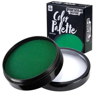 imageSpooktacular Creations Halloween Makeup Face Body Paint Waterproof Foundation Cream Cake Tub Halloween Party Cosplay Clown Sfx Costume and Dress Up Makeup for Adult1 Oz WhiteGreen