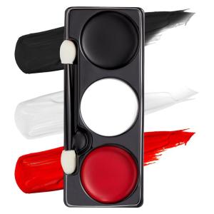 imageSpooktacular Creations Halloween Makeup Palette 3 Colors Face Body Paint for Adult SFX Zombie Skeleton Cosplay with Painting Brush Cosplay Party Dress Up 7 Oz White Black Red whiteblackred