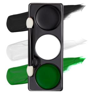 imageSpooktacular Creations Halloween Makeup Palette 3 Colors Face Body Paint for Adult SFX Zombie Skeleton Cosplay with Painting Brush Cosplay Party Dress Up 7 Oz White Black Red White Black Green