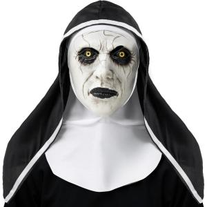 imageSpooktacular Creations Halloween Scary Nun Mask with Black White Hood Creepy Full Head Latex Mask for Adult Women Men Halloween Horror Cosplay Costume Accessories Realistic Party Dress Up Prop