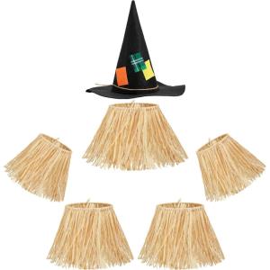 imageSpooktacular Creations Scarecrow Costume Set Include Straw Hat Straw Skirt for Kids Women Men Halloween Party AccessoriesBlack