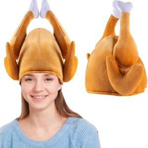 imageSpooktacular Creations Thanksgiving Roasted Turkey Hat Plush Turkey Cap for Kids Women and Men Thanksgiving Party Cosplay Costume Dress Up Party