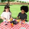 image27 PCS Kids BBQ Grill Playset Backyard Barbecue Play Grill Toy Set for Toddlers Play Food Sets for Kids Kitchen