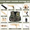 imageJOYIN 12 Pcs Army Soldier Costume Set  For Kids Halloween Cosplay and Role Play