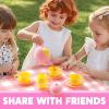 imageJOYIN 18PCS Pretend Role Play Tea Party Set Play Food Accessories BPA Free Phthalates Free Plastic Tea Set Mini Kitchen for Kids Gifts for Toddler Boys Girls Gift for ChristmasPink Teapot