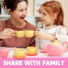 imageJOYIN 18PCS Pretend Role Play Tea Party Set Play Food Accessories BPA Free Phthalates Free Plastic Tea Set Mini Kitchen for Kids Gifts for Toddler Boys Girls Gift for ChristmasPink Teapot