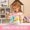 imageJOYIN 18PCS Pretend Role Play Tea Party Set Play Food Accessories BPA Free Phthalates Free Plastic Tea Set Mini Kitchen for Kids Gifts for Toddler Boys Girls Gift for ChristmasGreen Teapot