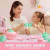imageJOYIN 18PCS Pretend Role Play Tea Party Set Play Food Accessories BPA Free Phthalates Free Plastic Tea Set Mini Kitchen for Kids Gifts for Toddler Boys Girls Gift for ChristmasBaby Pink Teapot