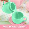 imageJOYIN 18PCS Pretend Role Play Tea Party Set Play Food Accessories BPA Free Phthalates Free Plastic Tea Set Mini Kitchen for Kids Gifts for Toddler Boys Girls Gift for ChristmasBaby Pink Teapot