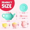 imageJOYIN 18PCS Pretend Role Play Tea Party Set Play Food Accessories BPA Free Phthalates Free Plastic Tea Set Mini Kitchen for Kids Gifts for Toddler Boys Girls Gift for ChristmasGreen Teapot