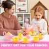 imageJOYIN 18PCS Pretend Role Play Tea Party Set Play Food Accessories BPA Free Phthalates Free Plastic Tea Set Mini Kitchen for Kids Gifts for Toddler Boys Girls Gift for ChristmasPink Teapot