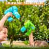 imageJOYIN 2 Kids Bubble Gun with 2 Bottles Refill Solution Bubble Machine Gun for Toddlers 13 Kids 48 Party Favors Summer Toy Outdoors Easter Birthday GiftBluegreen