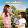 imageJOYIN 2 Kids Bubble Gun with 2 Bottles Refill Solution Bubble Machine Gun for Toddlers 13 Kids 48 Party Favors Summer Toy Outdoors Easter Birthday GiftPinkpurple