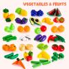 imageJOYIN 200 Pieces Kids Play Food Toy Deluxe Pretend Play Set Kids Kitchen Accessories with Realistic Colors Toddler Birthday Gift Party Toys