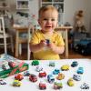 imageJOYIN 2025 Advent Calendar with 24 Vehicles Countdown Advent Calendar Gifts Kids Toddler Boys Xmas Gift 24 Vehicles with Pull Back Police Racing Cars