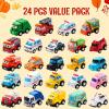 imageJOYIN 2025 Advent Calendar with 24 Vehicles Countdown Advent Calendar Gifts Kids Toddler Boys Xmas Gift 24 Vehicles with Pull Back Police Racing Cars