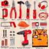 imageJOYIN 26Pcs Kid Tool Set Pretend Play Toddler Tool Toy with Construction Worker Costume ampamp Electronic Toy Drill in Storage Box for Boy Girl Halloween Present Birthday Dress Up Party