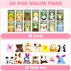 imageJOYIN 28 Pack Gifts Cards for Kids with Animal Plush Toy Key Chain Stress Relief Fidget Toy for Classroom Exchange Cards and Kids Party Favor