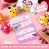 imageJOYIN 28 Packs Valentines Day Gift Cards with Popping Eyes Animal Keychains for Kids Party Favor Classroom Exchange Prizes Valentines Greeting CardsCat