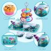 imageJOYIN 35Pcs Mermaid Tea Party Set for Little Girls Pretend Tin Teapot Set Princess Tea Time Play Kitchen Toy with Dessert Doughnut Carrying Case for Birthday Easter Gifts Kids Toddlers Age 3 4 5 6Mermaid Tin Teapot Set