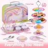 imageJOYIN 35Pcs Mermaid Tea Party Set for Little Girls Pretend Tin Teapot Set Princess Tea Time Play Kitchen Toy with Dessert Doughnut Carrying Case for Birthday Easter Gifts Kids Toddlers Age 3 4 5 6Unicorn Tin Teapot Set