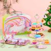 imageJOYIN 35Pcs Mermaid Tea Party Set for Little Girls Pretend Tin Teapot Set Princess Tea Time Play Kitchen Toy with Dessert Doughnut Carrying Case for Birthday Easter Gifts Kids Toddlers Age 3 4 5 6Unicorn Tin Teapot Set