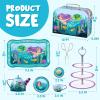 imageJOYIN 35Pcs Mermaid Tea Party Set for Little Girls Pretend Tin Teapot Set Princess Tea Time Play Kitchen Toy with Dessert Doughnut Carrying Case for Birthday Easter Gifts Kids Toddlers Age 3 4 5 6Mermaid Tin Teapot Set