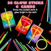 imageJOYIN 36 Packs Neon Valentines Day Gift Cards with Glow Stick Bracelets Glow in the dark Necklaces for Valentines Party Favor Valentine Classroom Exchange Cards Valentine School PrizeCards