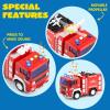 imageJOYIN 4 Packs Emergency Vehicle Toy Playsets Friction Powered Vehicles with Light and Sound Including Fire Truck Ambulance Play Police Car and Helicopter Christmas Toddler Kids Boys Gifts