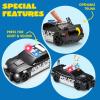 imageJOYIN 4 Packs Emergency Vehicle Toy Playsets Friction Powered Vehicles with Light and Sound Including Fire Truck Ambulance Play Police Car and Helicopter Christmas Toddler Kids Boys Gifts