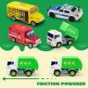 imageJOYIN 4 Pcs 7quot Long Vehicle Toy Set Toddlers Cars with Lights and Siren Sound Including Play Police Car School Bus Garbage Truck Ambulance Birthday Party Gifts Toys for Boys 35