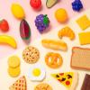 imageJOYIN 50 Piece Set of Kitchen Toys Dinnerware Dummy Fruits Vegetables Plastic Accessories for Children Educational Learning Toy Role Play Gift Easter Basket Stuffers