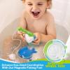 imageJOYIN Baby Bath Toy Set  Magnetic Fishing Toy with Fishing Rod Soft Puffer ampamp Clown Fish Spinning Octopus and Starfish Windup Shark and Turtle  Sensory Development for Infants ampamp Toddler