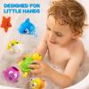 imageJOYIN Baby Bath Toy Set  Magnetic Fishing Toy with Fishing Rod Soft Puffer ampamp Clown Fish Spinning Octopus and Starfish Windup Shark and Turtle  Sensory Development for Infants ampamp Toddler