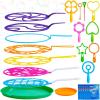 imageJOYIN Big Bubble Wands Set Bulk for Kids Summer Outdoor Toy Game Activity Party Favors 18 Pcs Giant Bubble Maker with Tray 12quot Large 6 Pcs Solution Suitable for All Age PeopleAssorted