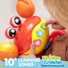 imageJOYIN Crawling Crab Tummy Time Toy Babies Interactive Big Walking Crab Toy with Intelligent Sensor Lights Buttons AutoAvoiding Obstacles Gift for Toddlers