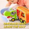 imageJOYIN Dinosaur Toys for Kids 24 Toddler Boy Toys Dinosaur Carrier Truck with 6 Rubber Car Vehicles Christmas Birthday Gifts with Music ampamp Lights for 2 3 4 5 Year OldTropical Dinosaur Truck